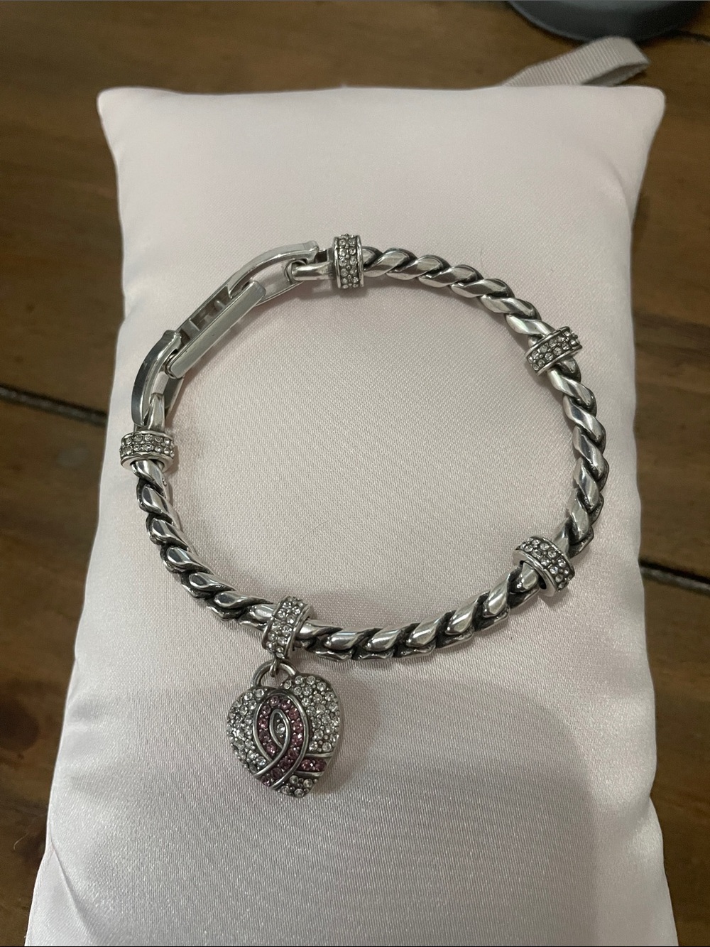 Retired Brighton "Power of Pink" Breast Cancer Awareness Heart Charm Bracelet